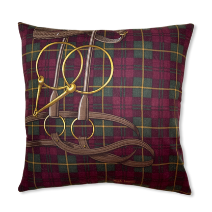 Tartan Equestrian Vintage Wool Scarf Pillows 22"