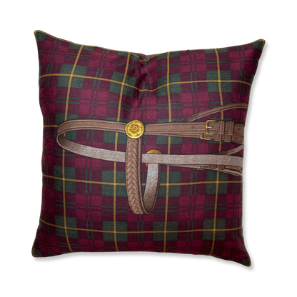 Tartan Equestrian Vintage Wool Scarf Pillows 22"