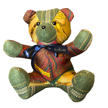 Equestrian Paisley Vintage Silk Scarf Tender Teddy Bear