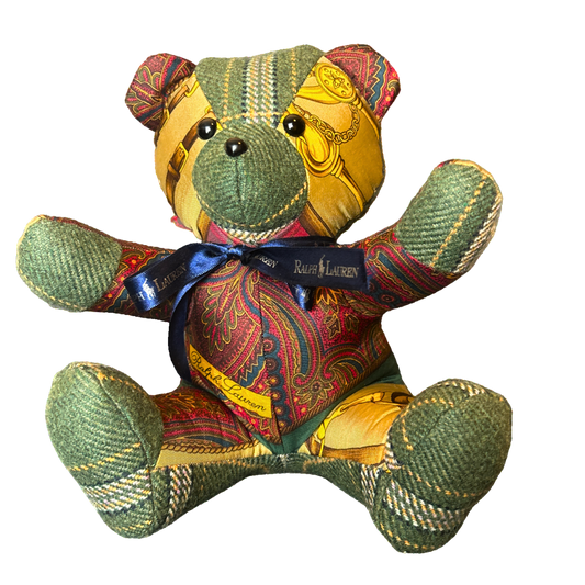 Equestrian Paisley Vintage Silk Scarf Tender Teddy Bear
