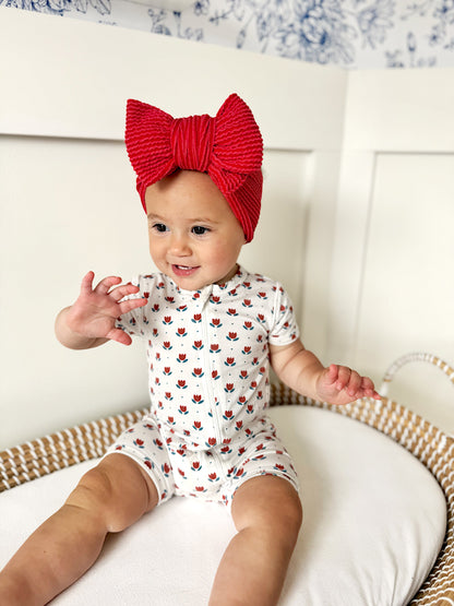Red White & Blue Tulips Bamboo Shorty Pajamas