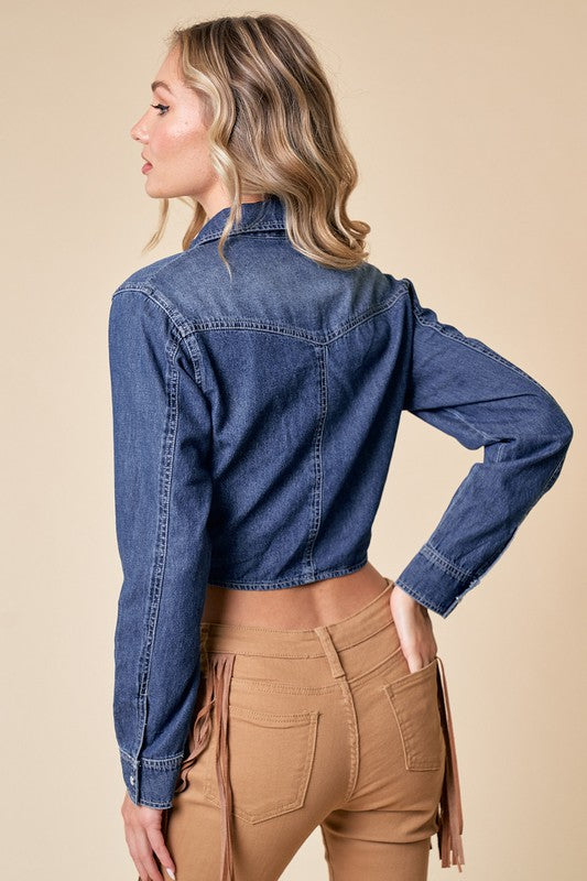 Tie Front Denim Shirt – Classic Western with a Girly Twist