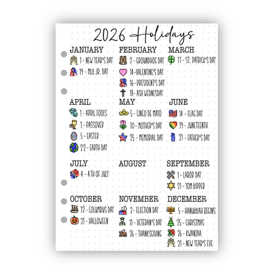 2026 Holidays