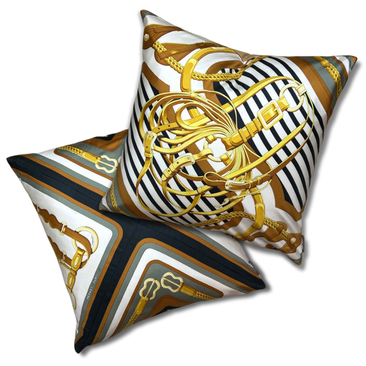 Coaching Vintage Silk Scarf Pillows 24"