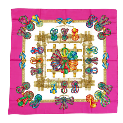 Rubans du Cheval Fuchsia Vintage Scarf Drawstring Crossbody Bag