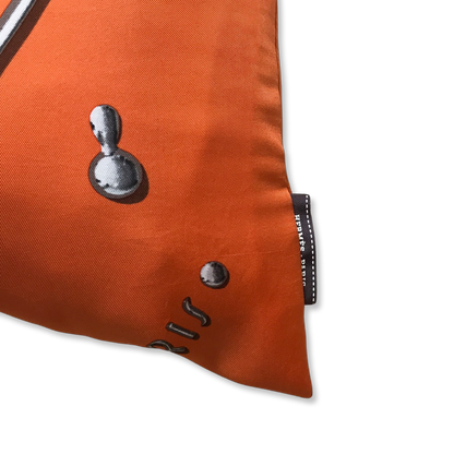Vif Argent Orange & Silver Vintage Silk Scarf Lumbar Pillows 35"