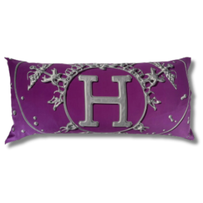 Vif Argent Purple Vintage Silk Scarf Lumbar Pillows 35"