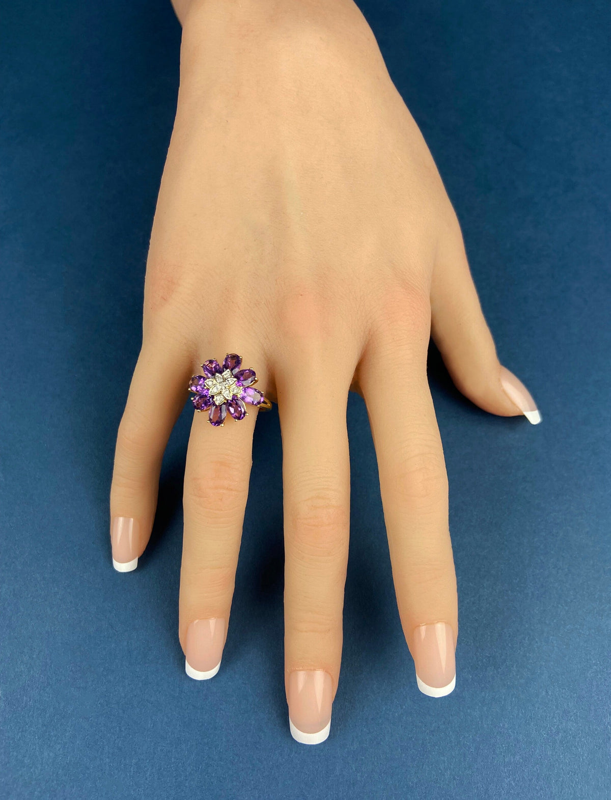Vintage 10k Gold Amethyst and Diamond Ring. Vintage Gifts for Her.