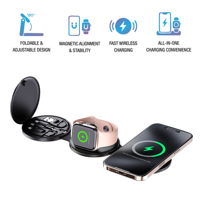 Ultimate 5-in-1 Tech Bundle: Folding Wireless Charger & Multi-Function Bedside Alarm Clock-1