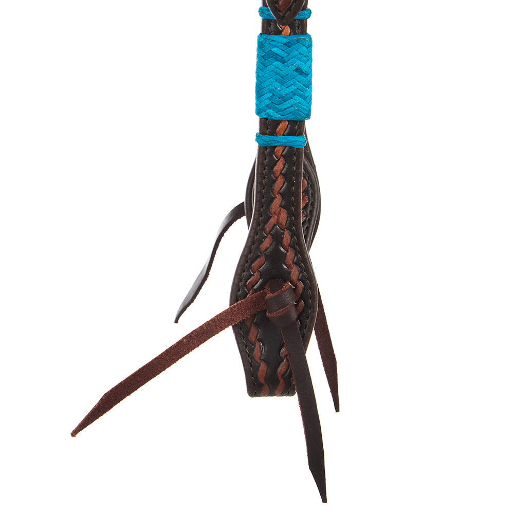 WD-RRSEH-T Turquoise Rawhide Rope Tooled Single Ear Headstall