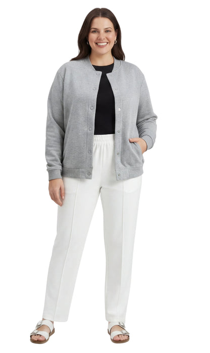 Women's Snap Up Jacket with Stand Collar and Patch Pockets