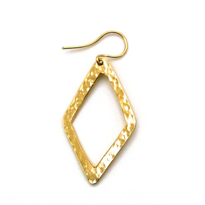 Hammered Open Diamond Brass Earrings | Wazi