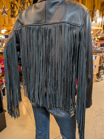 Western Genuine Leather Fringe Moto Jacket – Size Large (Last One!)