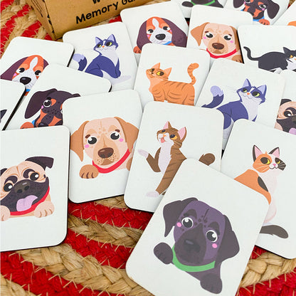 Fruits Wooden Memory Game for Kids - Cats and Dogs