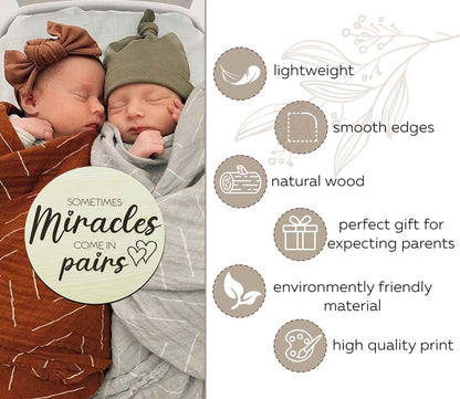 Wooden Twins Announcement Sign for Hospital