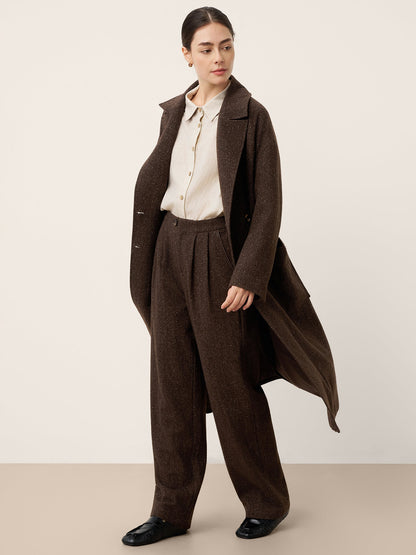 Wool Silk Double-Breasted Lapel Coat SAPPHIRE