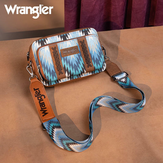 Wrangler Multi-Pocket Crossbody Bag with Double Zipper