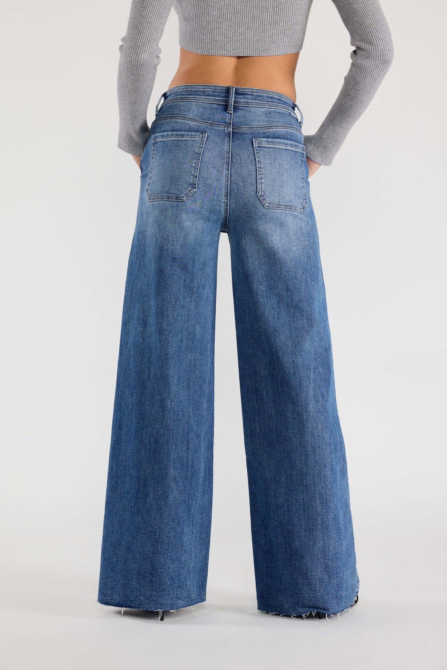 Super High Rise Relaxed Wide Leg Jeans with Waist String