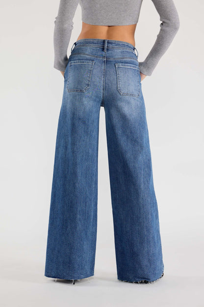 Super High Rise Relaxed Wide Leg Jeans with Waist String
