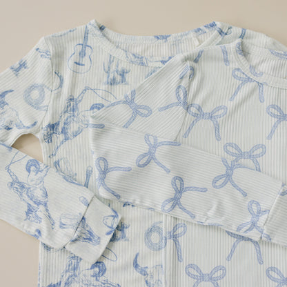 Blue Belle 2pc Ribbed Bamboo Pajamas