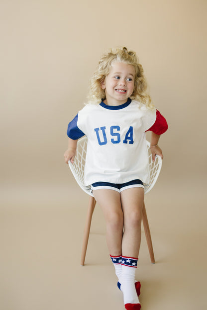 USA Colorblock Tee - Oversized or Regular Fit