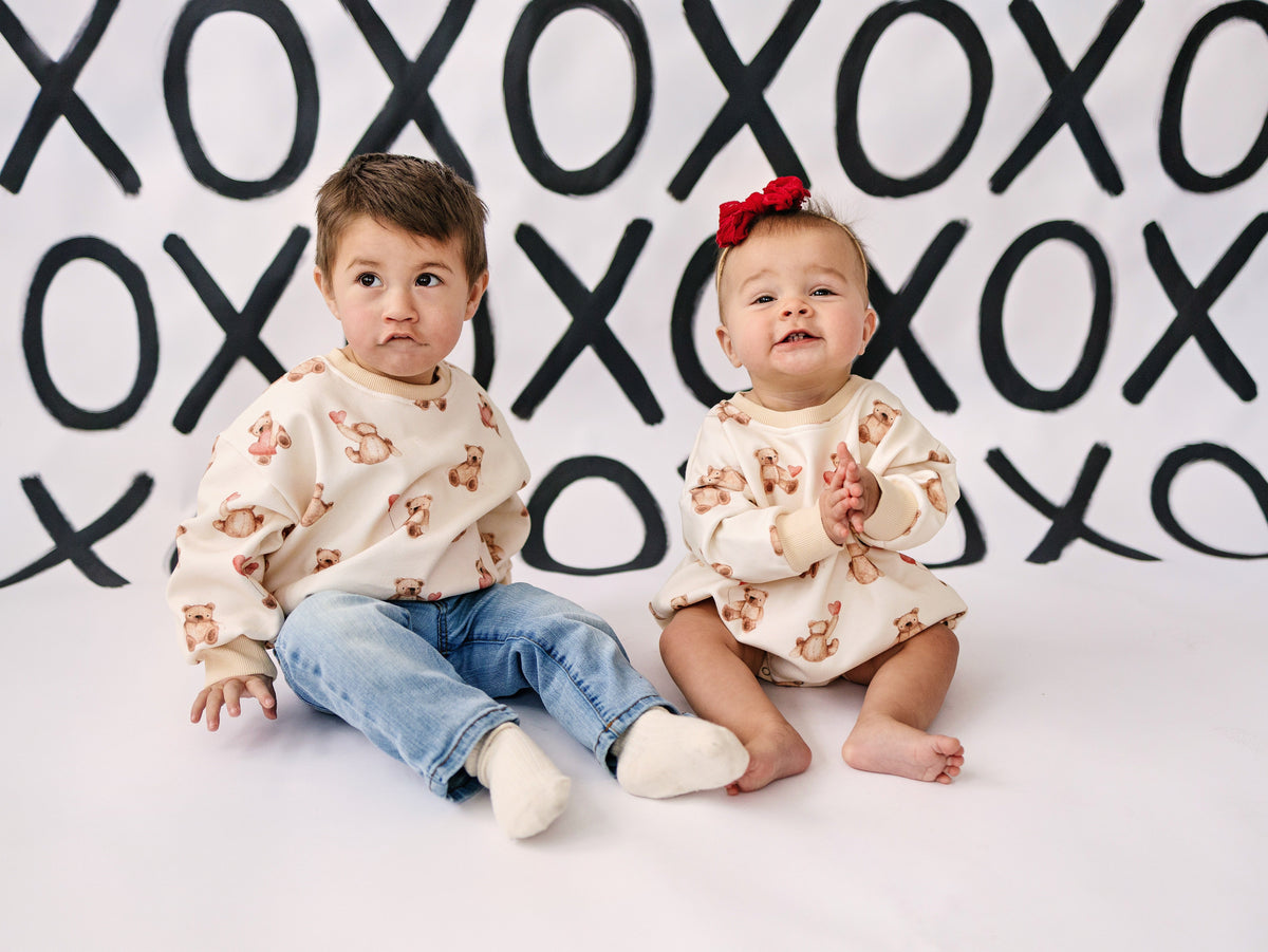 Teddy Bear Hearts Crewneck Sweatshirt
