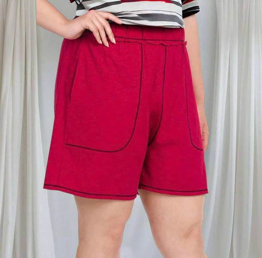 Zenana Women’s Contrast Stitch Lounge Shorts with Pockets – Lightweight & Comfy