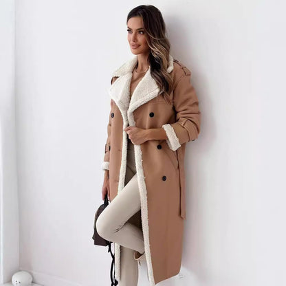 Women’s Belted Double-Breasted Winter Trench Coat