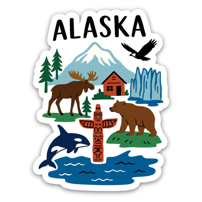 Alaska State Icons Sticker