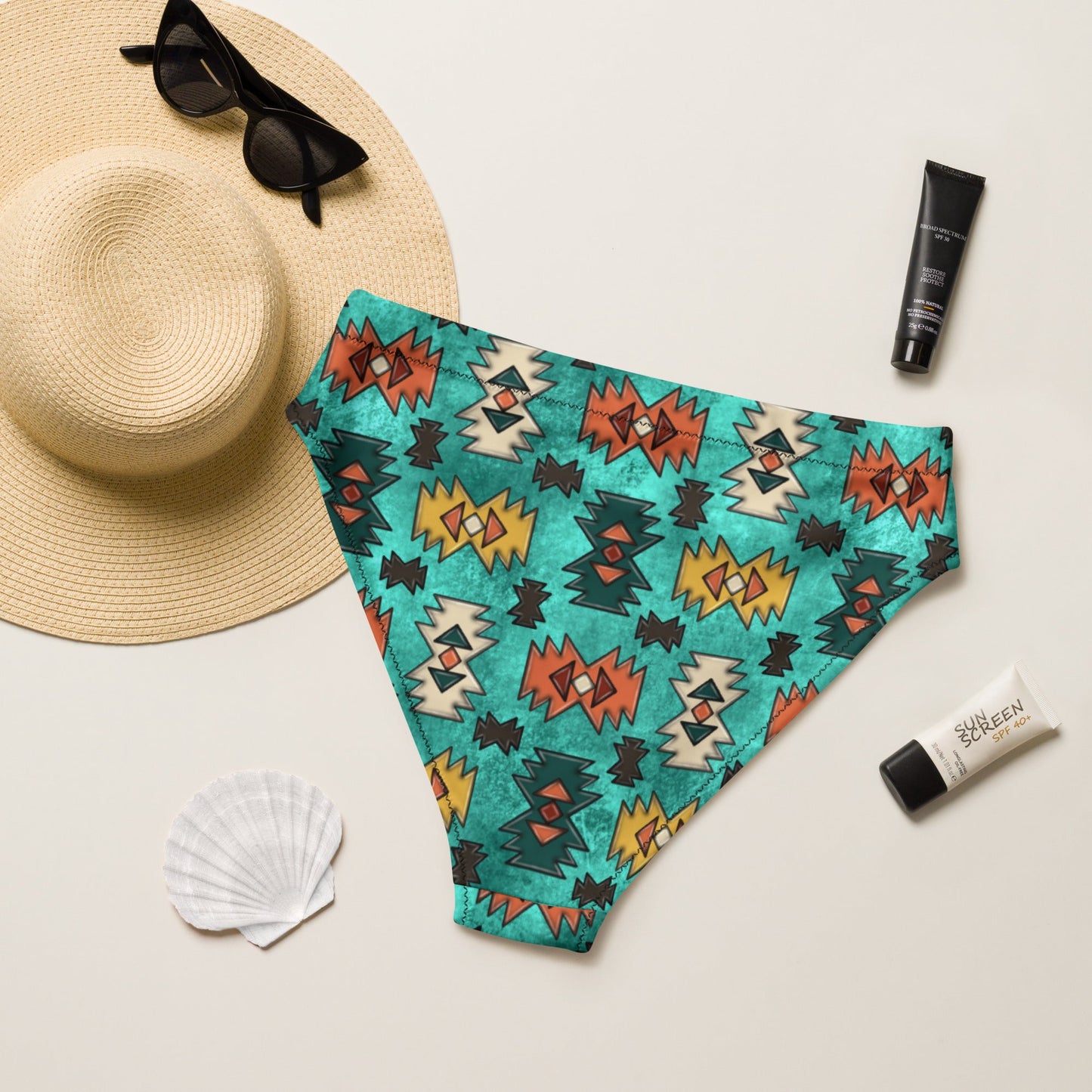 Baha Ranch Yeehaw Turquoise Aztec Bikini Bottom