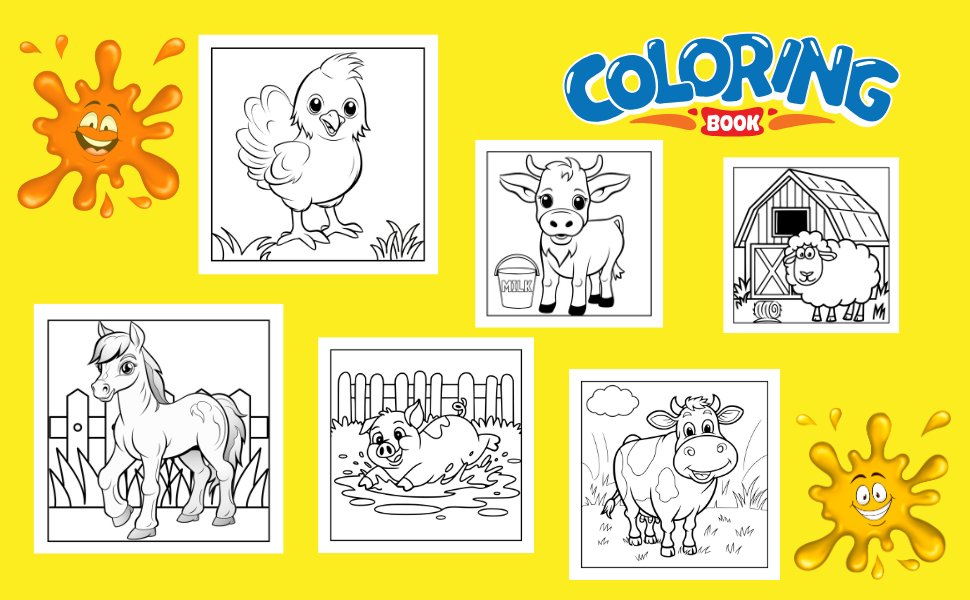 Farm Animals Coloring Book for Kids: 50 Adorable Designs to Color