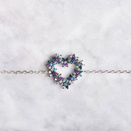 Arden Dark Colored Heart Bracelet