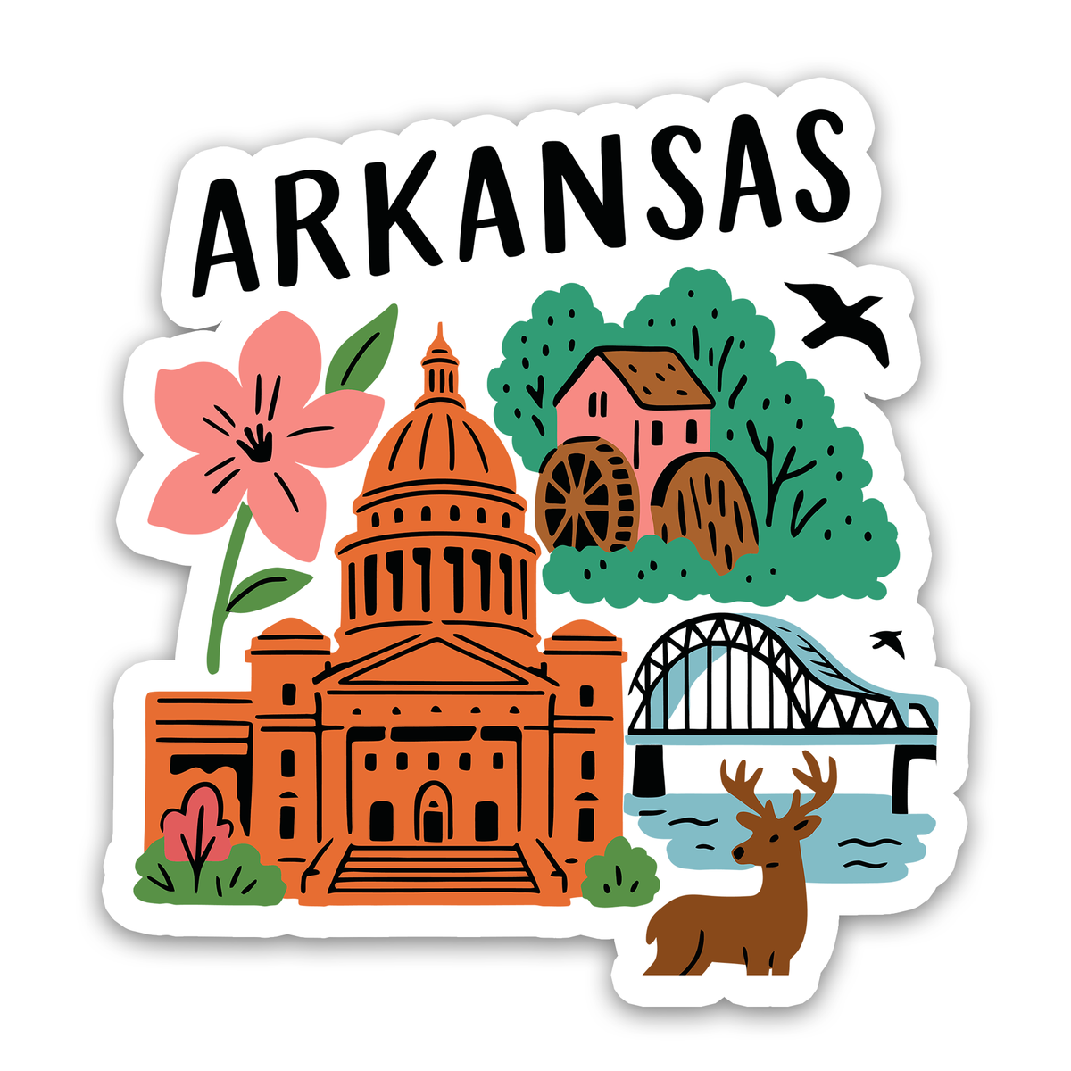 Arkansas State Icons Sticker