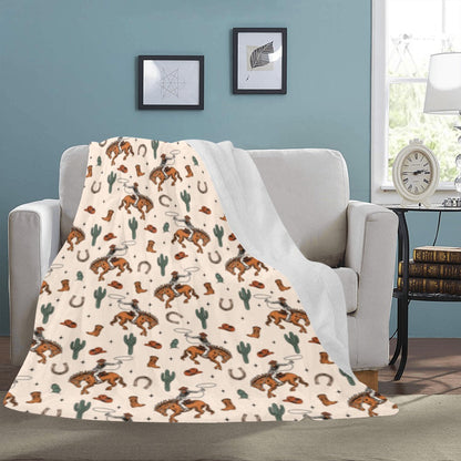 Baha Ranch Cowboy Rodeo Western Micro Fleece Blanket 60" x 80" Made in America