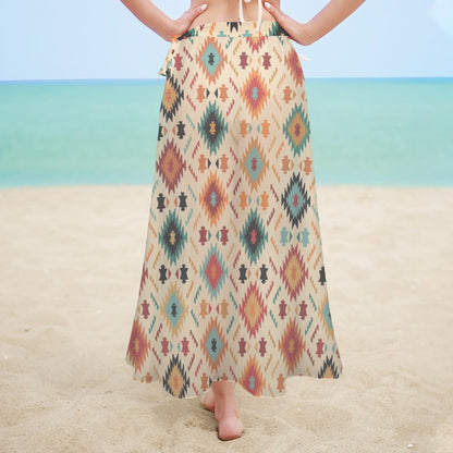 Baha Ranch Cream Aztec Beach Swim Coverup Skirt
