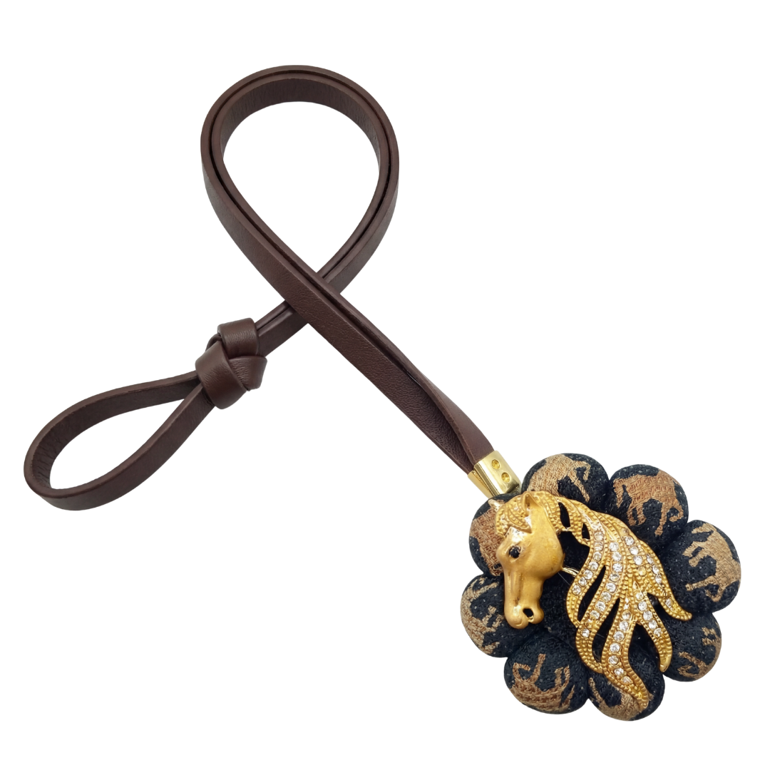 Horse Head Vintage Silk Necktie Bag Charm