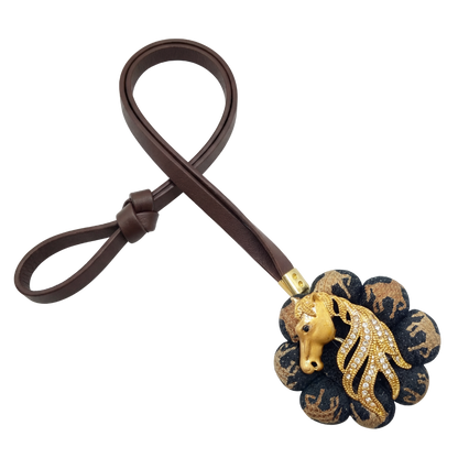 Horse Head Vintage Silk Necktie Bag Charm