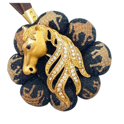 Horse Head Vintage Silk Necktie Bag Charm