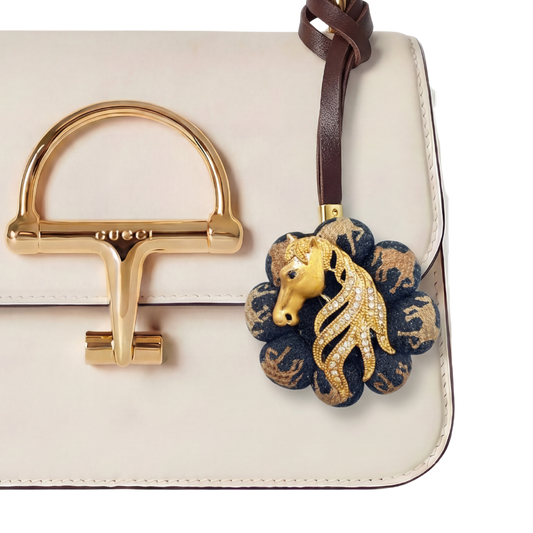 Horse Head Vintage Silk Necktie Bag Charm