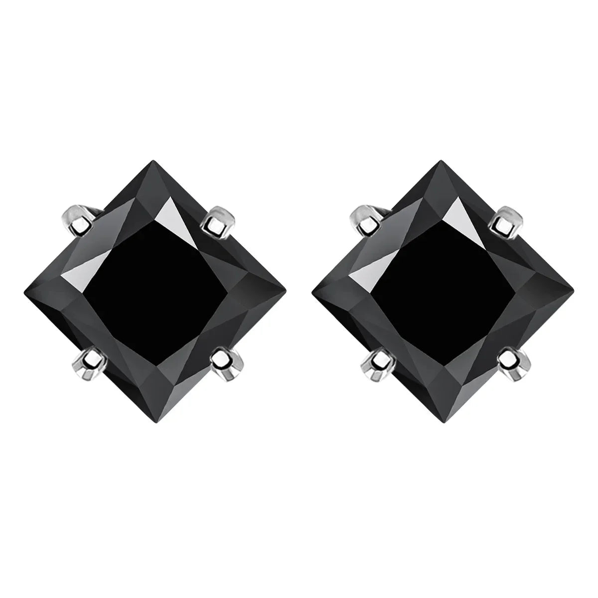 Sterling Silver 925 Green Princess Cut Moissanite Stud Earrings For Women