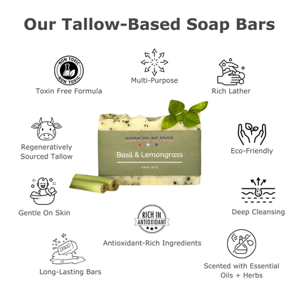 Basil & Lemongrass Tallow Soap Bar