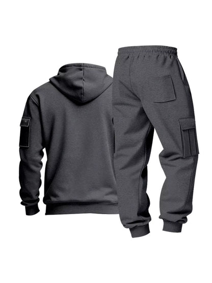 Men's Full Size Half Zip Hoodie and Cargo Pants Set Plus Size