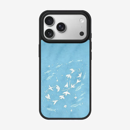 Casey Birds and Fish Ocean Blue Magnetic Matte Phone Case – Anti-Fingerprint Protective Cover
