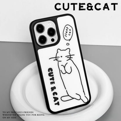 Casey Sleepy Cat Minimalist Line Art AG Matte Phone Case – Slim MagSafe Anti-Fingerprint TPU Protective Cover