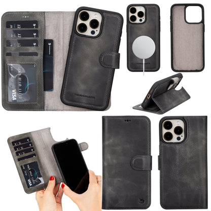 Casper Leather iPhone 15 Pro Max Wallet Case | Detachable MagSafe Compatible RFID Protection