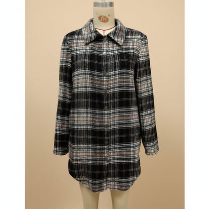 Women's Loose Casual Lapel Plaid Shirt Jacket