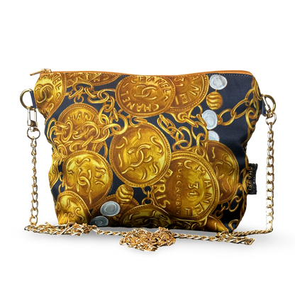 CC Logo Gold Coins Noir Vintage Scarf Crossbody Bag