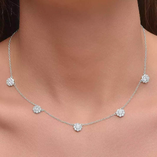 Cluster Flower Station Choker Necklace