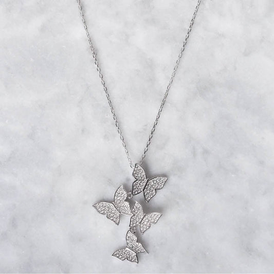 Cluster Hanging Butterflies Necklace - Assorted Colors