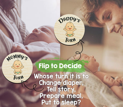 Parents Decision Flip Coin Set of 2 Wooden Coins